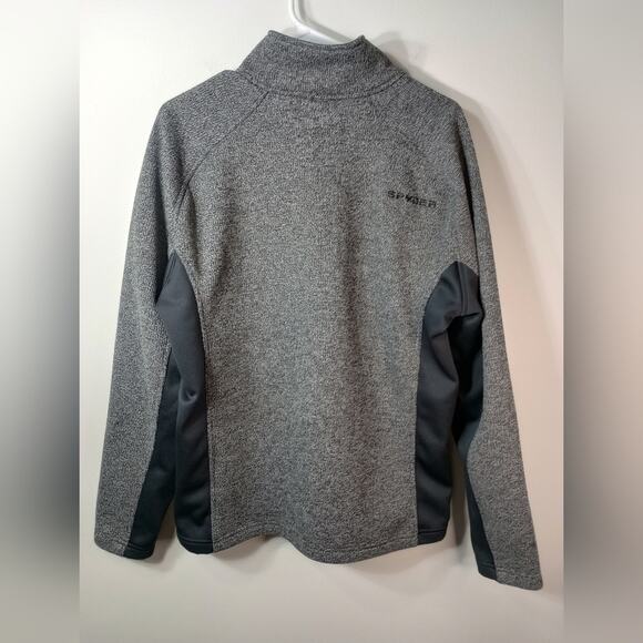 Spyder 1/4 Zip Fleece Lined Pullover Jacket Sweater Mid Weight Size L Large Gray - Picture 3 of 5